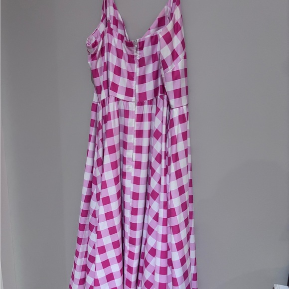Pinup Couture Pink and White Gingham Midi Dress - Picture 4 of 7